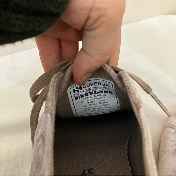 Superega silver velvet lace up platform sneaker size 6.5 - Picture 4 of 10